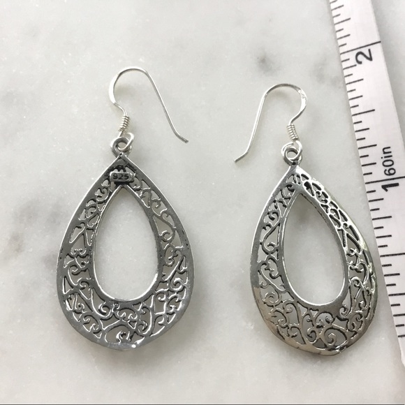 .925 Sterling Silver Filigree Earrings - Picture 4 of 16